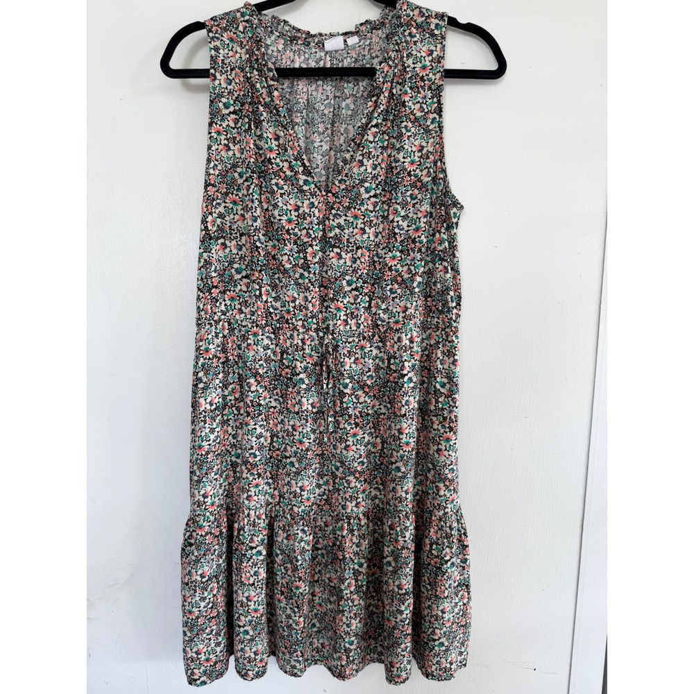 Gap Womens Floral Sleeveless V-Neck Tiered Mini Dress Multicolor Size Medium